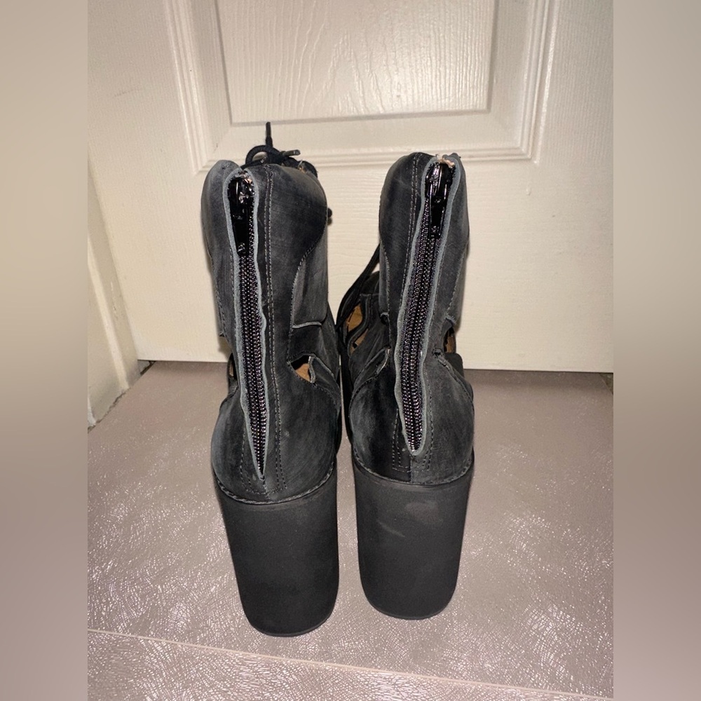 Jeffrey Campbell Stein Black Suede Leather Platform Lace-Up Shoes 8 rave - Picture 9 of 12